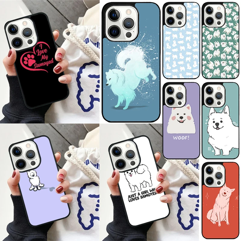 Cartoon Samoyed Dog Cover For iPhone 16 13 14 15 Pro Max 12 Mini 11 15 Pro Max 6 7 8 Plus Max SE 2020 Phone Case