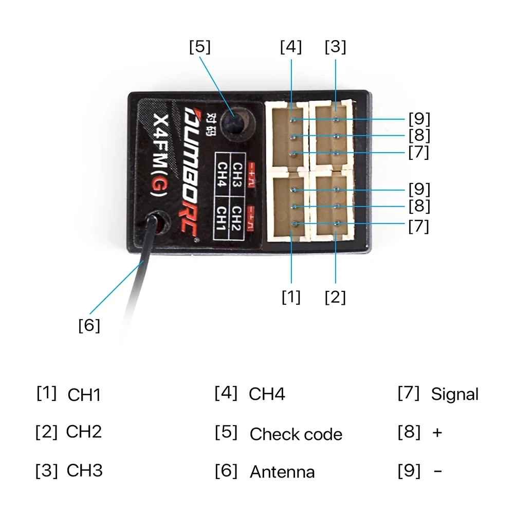 جهاز استقبال DumboRC X4FM / X4FMG Gyro 4CH PWM جهاز استقبال صغير لـ DumboRC X6 X6PM X5P X4 RC جهاز إرسال صغير لتقوم بها بنفسك RC قارب سيارة الانجراف
