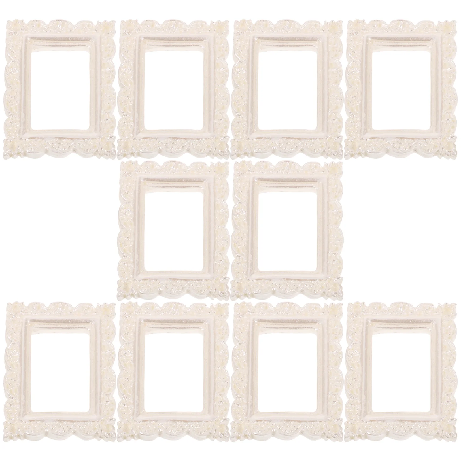 10 Pcs Collage Picture Frames Photo Ornaments Mini Vintage House Resin Simple Decoration White House Picture Frame for