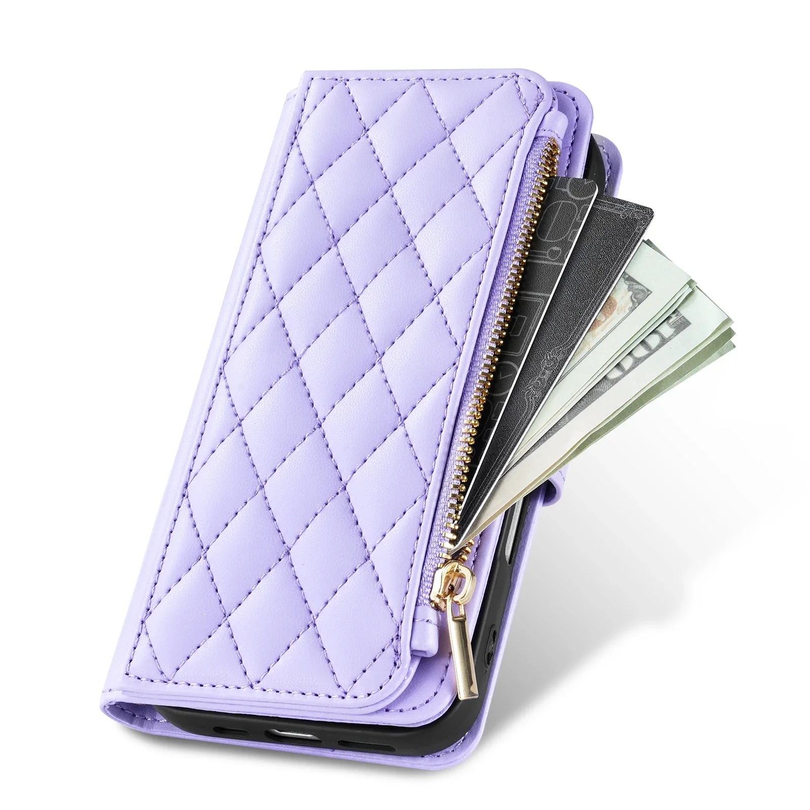 Brieftaschen-Lederhülle mit Reißverschluss, Kartenfächern, Ständer und Magnetverschluss für Samsung Galaxy S26 Ultra S25 Plus S24 FE S23 S22 – Detail 14