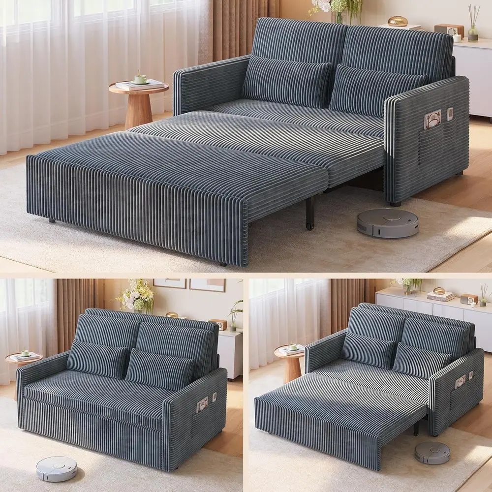 

Extended 77.2 Pull-Out Sofa Bed, 3-in-1 Convertible Loveseat Sleeper Couch, Corduroy Fabric, Suitable for Living Room or Bedroom