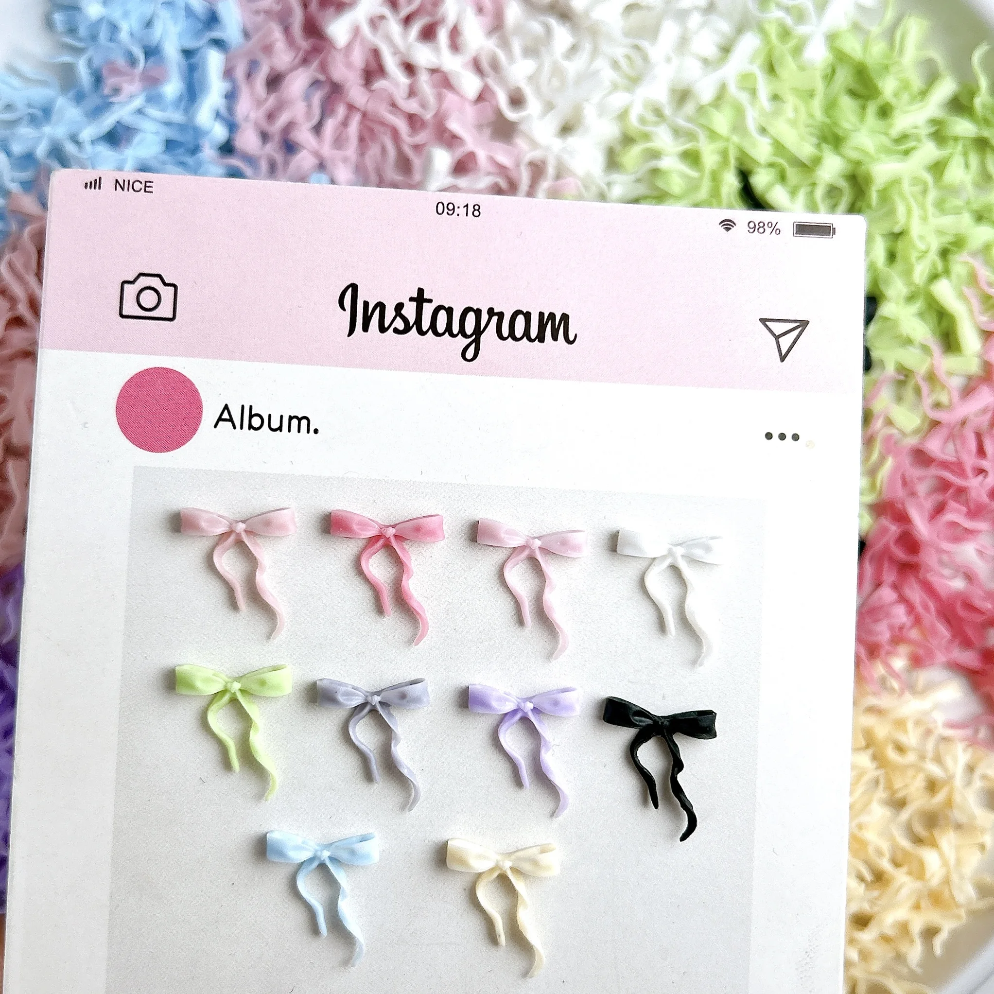 30PCS Multiple Colors Line Wave Bows Resin Nail Art Decorations Creative Minimalist Bowknots Nail Charms for DIY Nails Supplies