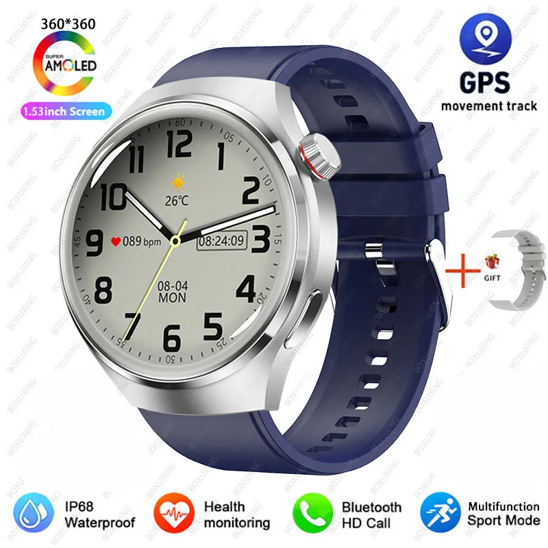 2026 Neue Watch 4 Pro GPS Smartwatch für Herren 360*360 AMOLED-Bildschirm Herzfrequenz Bluetooth-Anruf IP68 Wasserdicht Sport-Smartwatch für Männer
