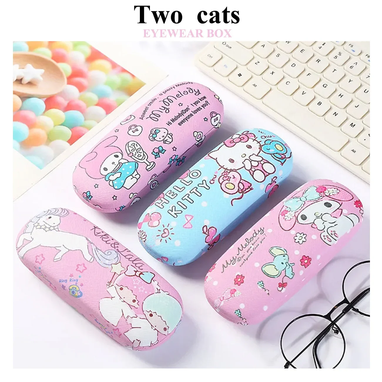 Sanrio Hello Kitty Cinnamoroll Kuromi etui na okulary krótkowzroczność pudełko do przechowywania okularów Anime Kawaii śliczne kreatywne podróże