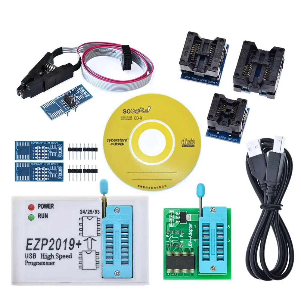 Высокоскоростной USB-программатор EZP2019, новейшая версия ezp 2019 + 12 адаптеров, Поддержка 24 25 93 EEPROM 25 флеш-BIOS