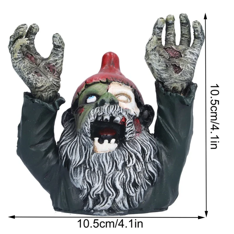 Zombie Dwarf Garden Statue Sculpture Evil Scary Outdoor Halloween Decoration Ornament