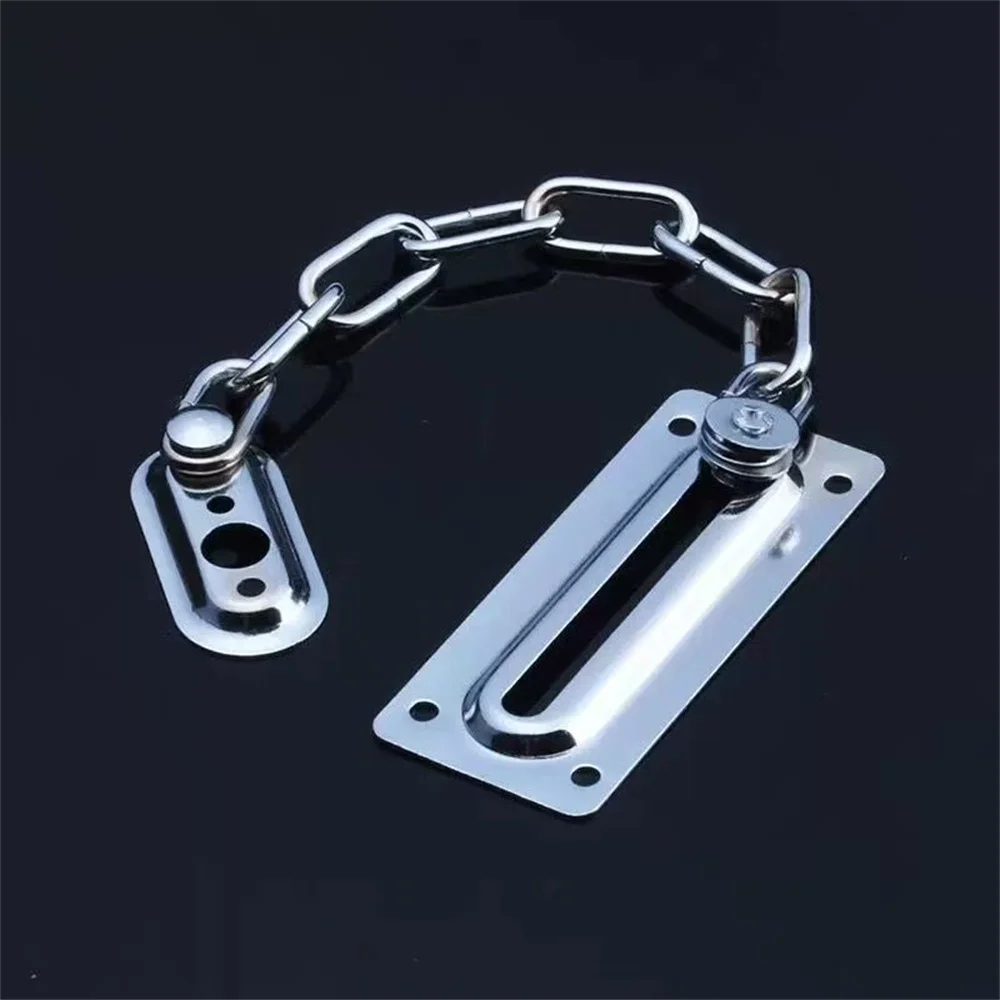 1pc Security Door Chain Home Office Lock Guard Latch Stainless Steel Silver Sliding Fastener For Home Door Lock Hardware