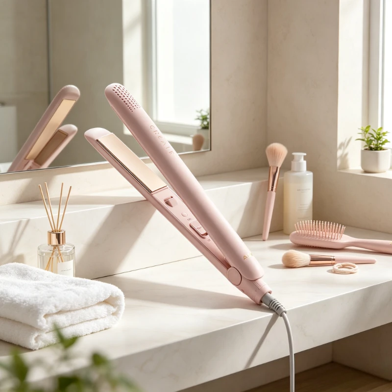 2 in 1 Hair Straightener Curling Iron Negative Ion Flat Iron for Bangs Waves Straight Hair Home Dorm Travel Styling Use 헤어 고데기