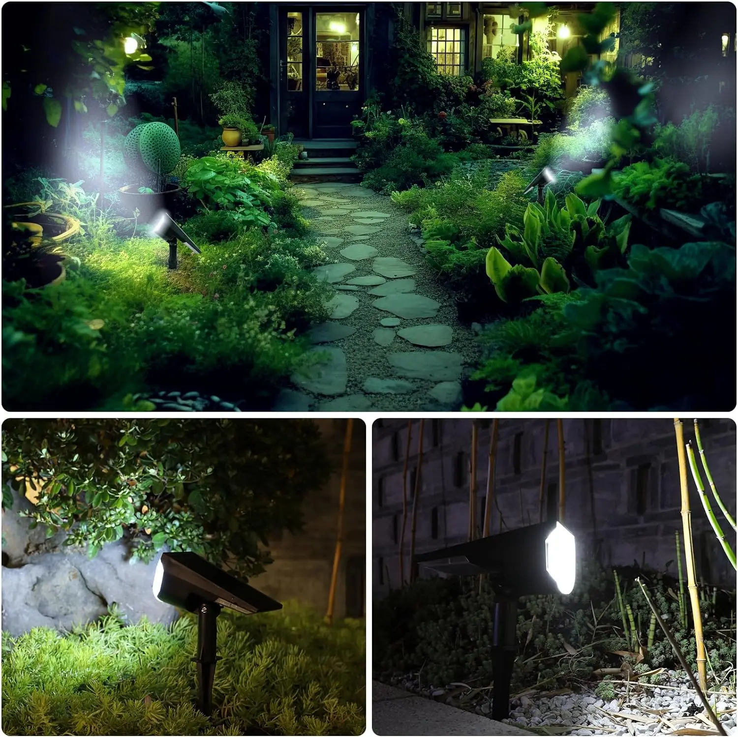 Outdoor Solar Powered Lights, Garden Spotlight, In-Ground, IP65 impermeável, iluminação de paisagem para quintal, gramado, passarela