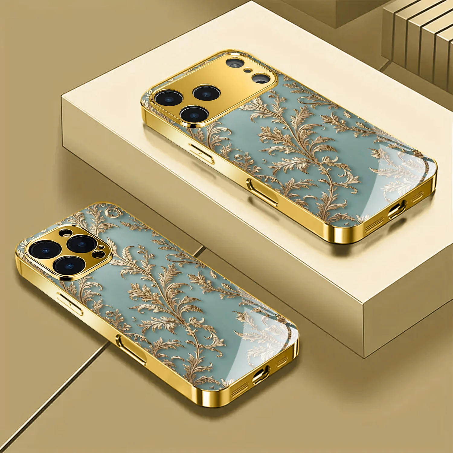 High-end gold-plated pattern electroplated gold new phone case suitable for iPhone 17/16/15/14/13/12/11 and other models