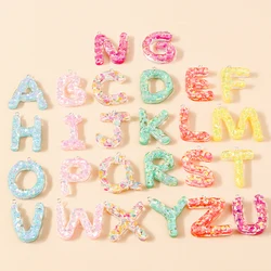 Leslie 5Pcs Resin Colorful Transparent Alphabet Charm A~Z Letters Pendant For Keychain Bracelet Necklace DIY Jewelry Making