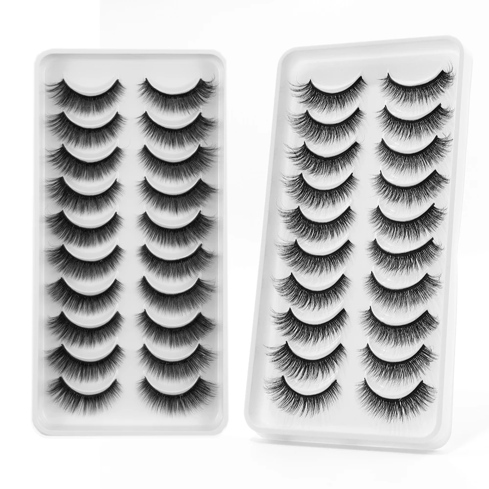 Lashes Natural 3D Faux Mink False Eyelashes Wispy Lash Dramatic Volume Eyelashes Handmade Fake Eyelash Extension Reusable Beauty