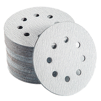 100Pcs 125mm 8 Hole Hook&Loop Sanding Discs 5 Inch White Round Flocking Sandpaper Metal Wood Paint Polishing Grinding Tools