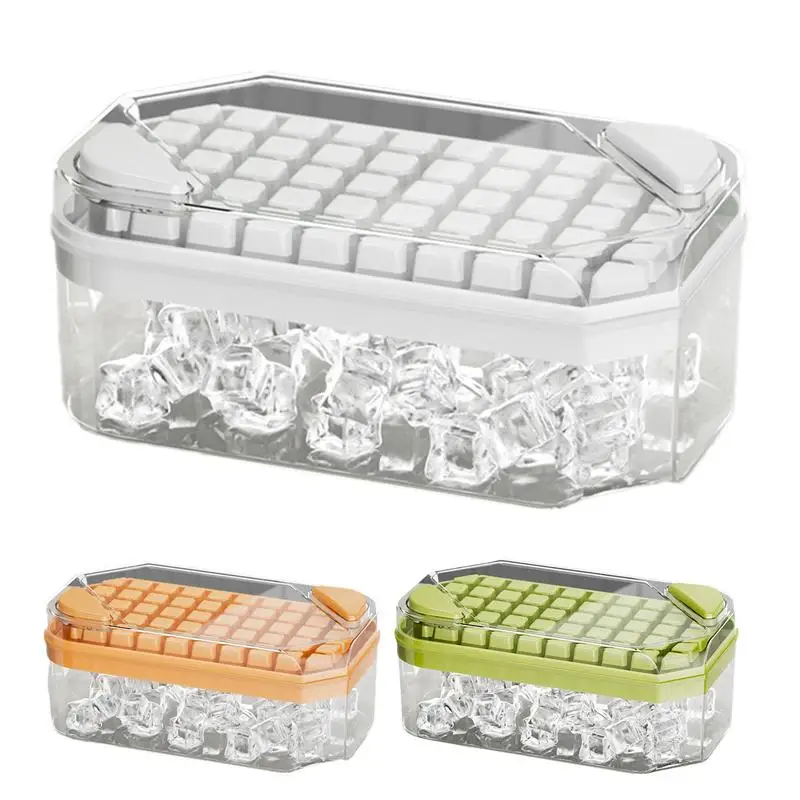 Ice Trays for Freezer Portable Easy Release Ice Cube Holder Square Mold with Bins Freezer Trays with Lids Ice Cube Maker Ice