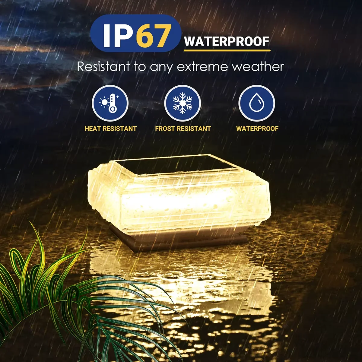 30LED ウォームライト ソーラーゲートポストライト 透明防水ハウジング スクエアモデル 庭のテラスフェンス階段に適しています