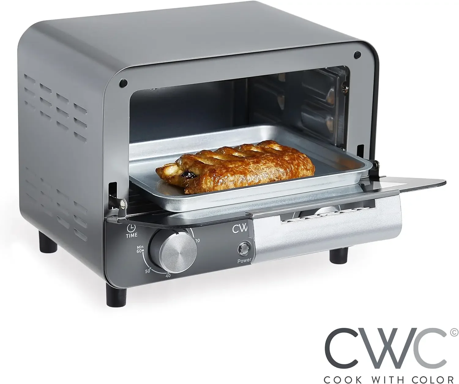 Mini Toaster Oven: 600W Power, Precision Timer, Auto Shutoff, and Culinary Delights Up To 450 Degrees, Grey USA