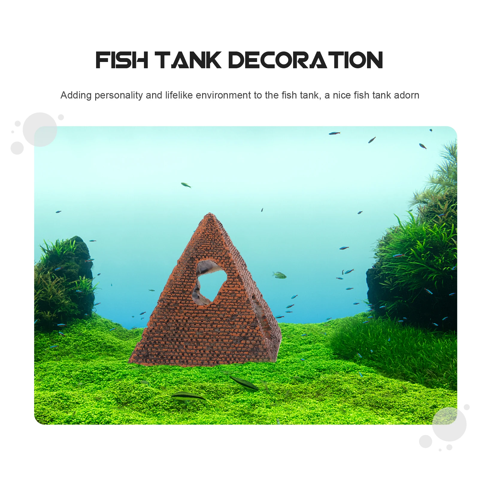 

3Pcs Resin Pyramid Decor Artificial Fish Tank Hiding Place Underwater Sinking Ornament for Aquarium Landscape Creative Resin
