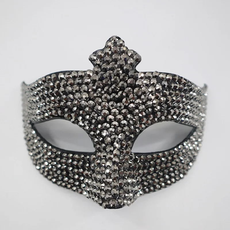 New High-End Diamond Inlaid Half Face Mask, European And American Fashion Makeup Ball Trend Rhinestone Face Mask