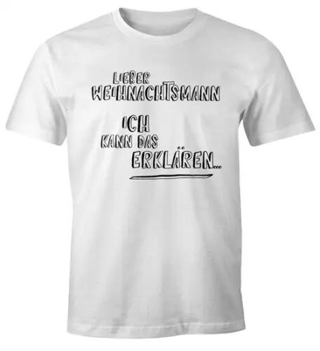 Herren T-Shirt Weihnachten Lieber Weihnachtsmann Ich kann das erklären lustiges