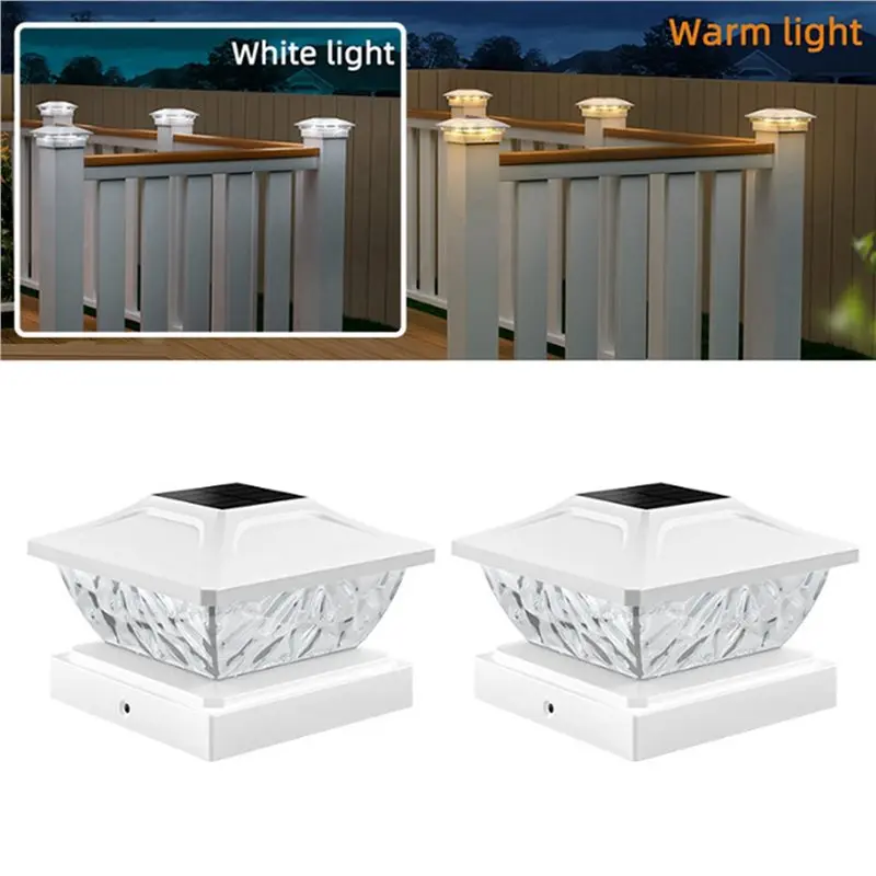 B97A-4X Outdoor Fence Post Cap Light Warm White And Cool White Lighting Wateproof Villa Column Lamp Solar LED Pillar Light B