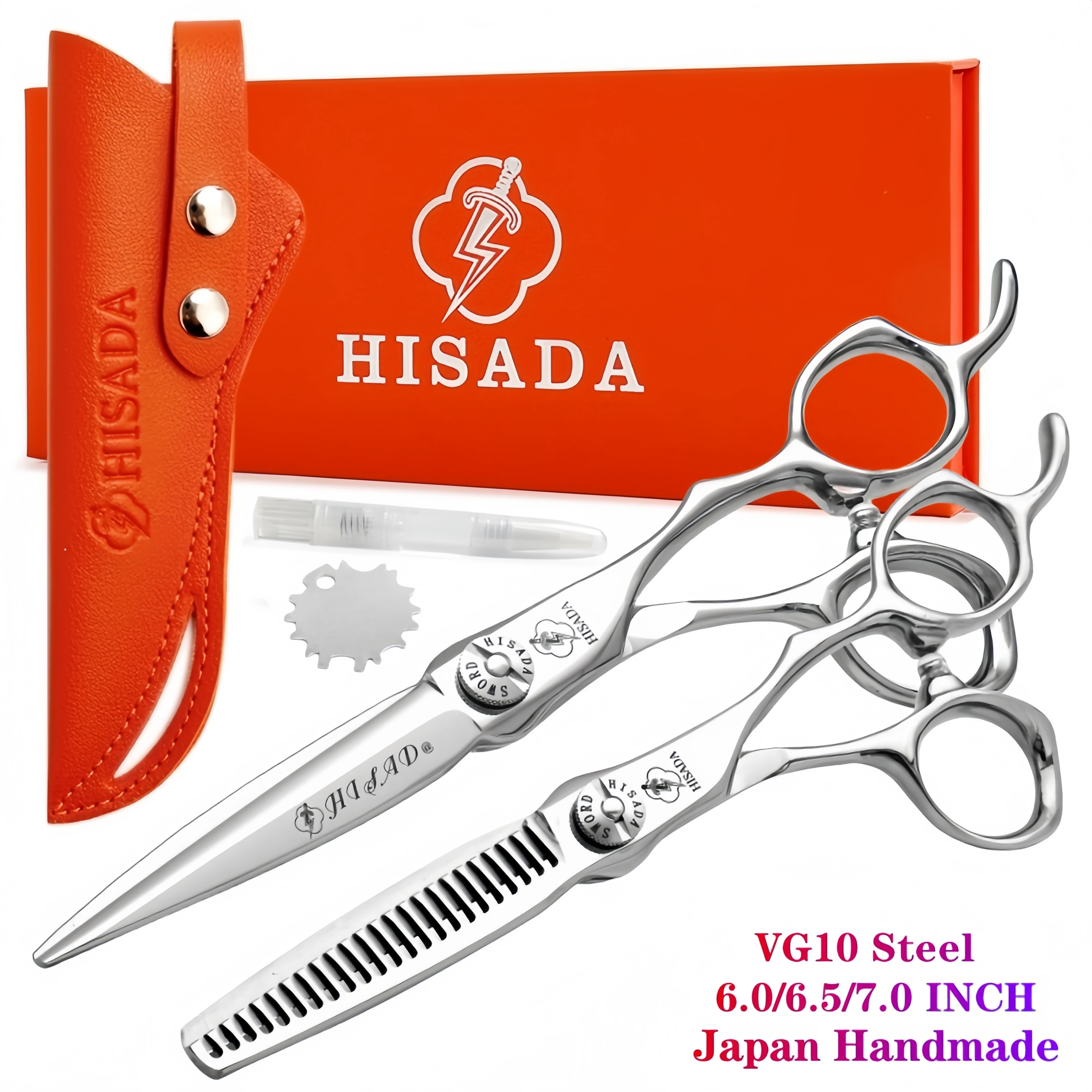 HISADA Barber Scissors，Professional Hair Cutting Scissors 6-6.5-7 inch VG10 Material CNC GScissors Salon Hairdresser Tool Set