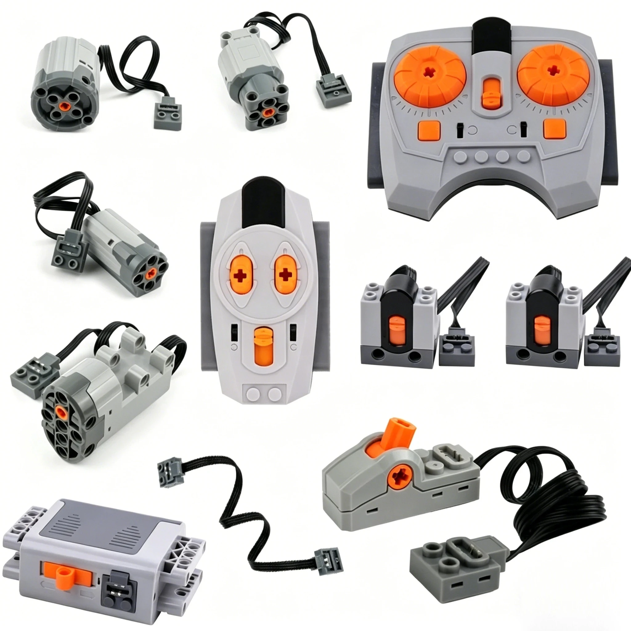 MOC Power Functions M/L/XL Motor Battery Box IR Remote Receiver for RC Car Robot Model Building Blocks Technical Modified Parts
