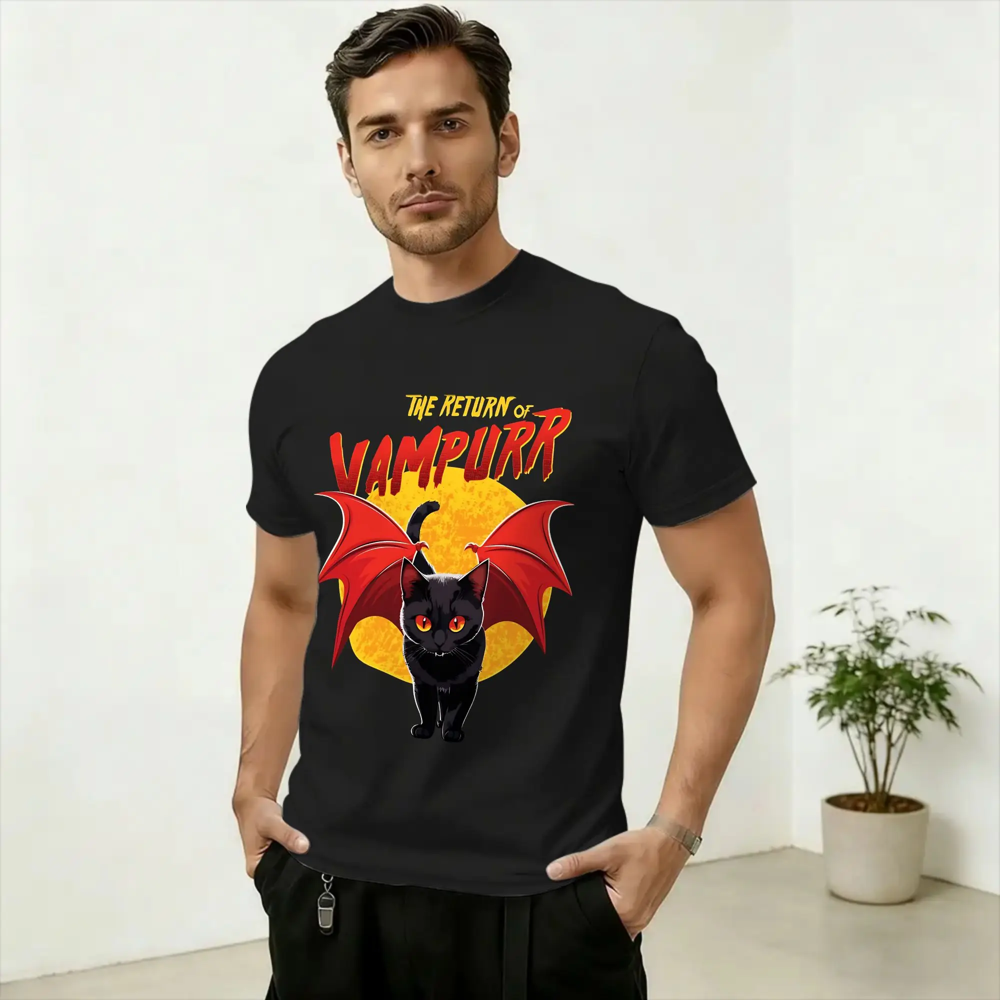 Harajuku T-Shirt Summer The Return of Vampurr Novelty T-Shirts Funny Cat Cotton Tshirt for Adult Printed Short Sleeve Tees