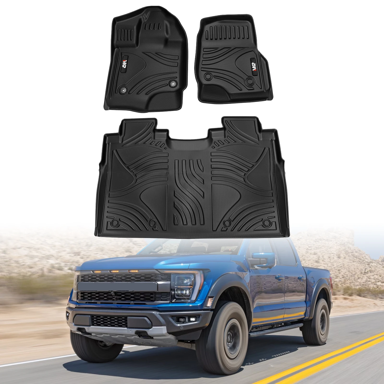 

TPE Floor Mats Fit for Ford F-150/F-150 Lightning Supercrew Cab 2015-2025 All Weather Waterproof Non-slip Car Interior Carpet