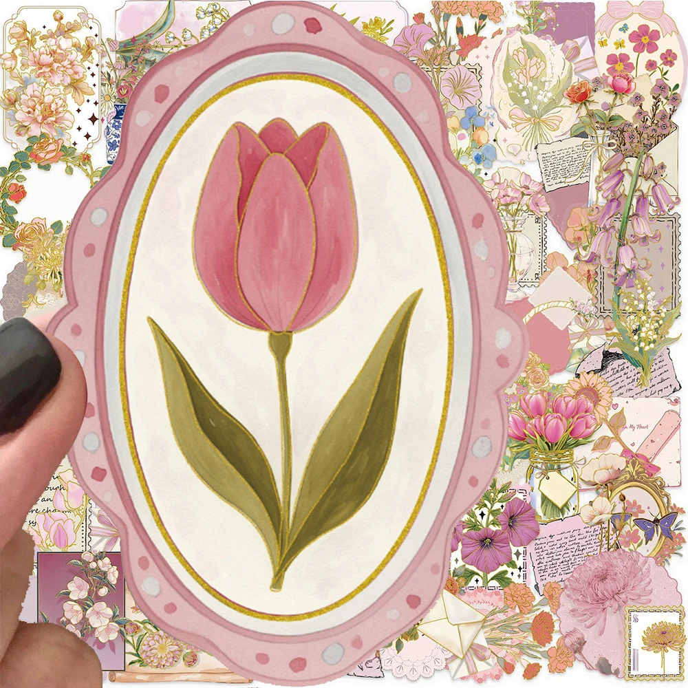 10/30/50 قطعة الفن الرجعية الجمالية الزهور الكتابة على الجدران ملصقات لطيف الكرتون الحيوانات الأليفة الشارات الهاتف الأمتعة دفتر ملصق مضاد للمياه هدية #1