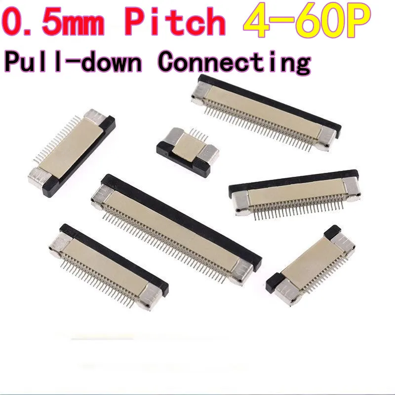 10PCS 0.5mm Pitch Pull-Type Bottom-Connecting Pull-down Connect FPC Cable Flat Cable Socket Horizontal Connector 2P 3P 4P 8-60P
