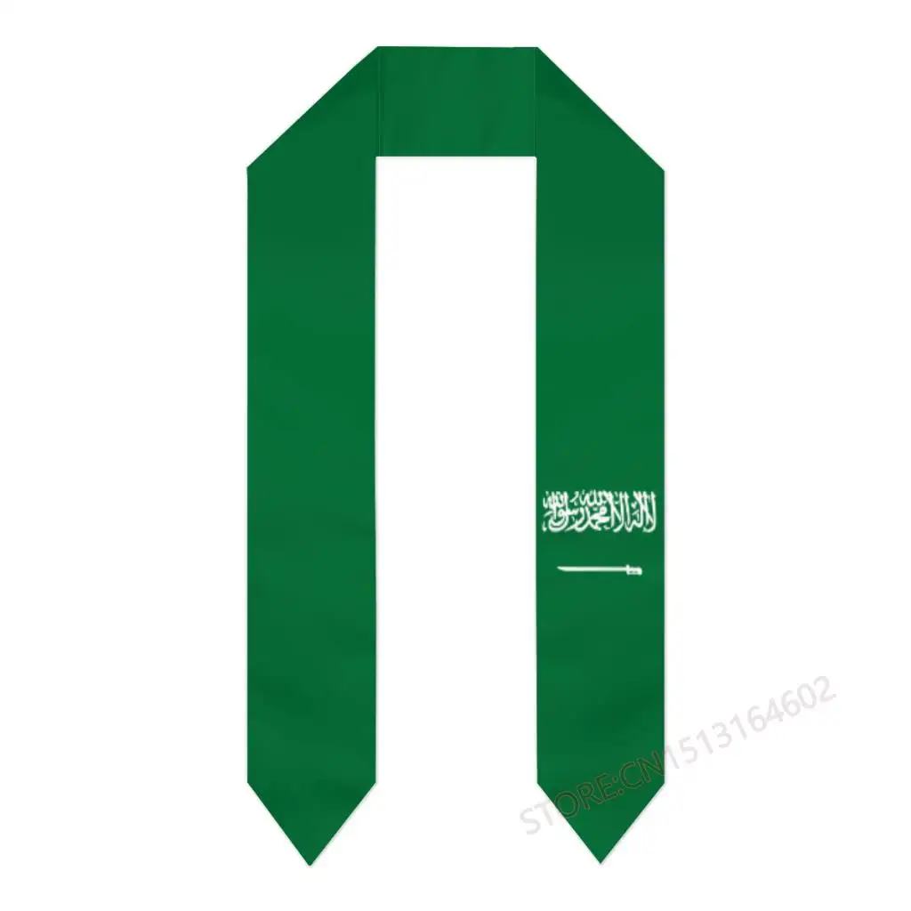 Custom Name Or Logo Saudi Arabia Flag Graduation Stole Sash International Study Abroad Class of 2023 Shawl