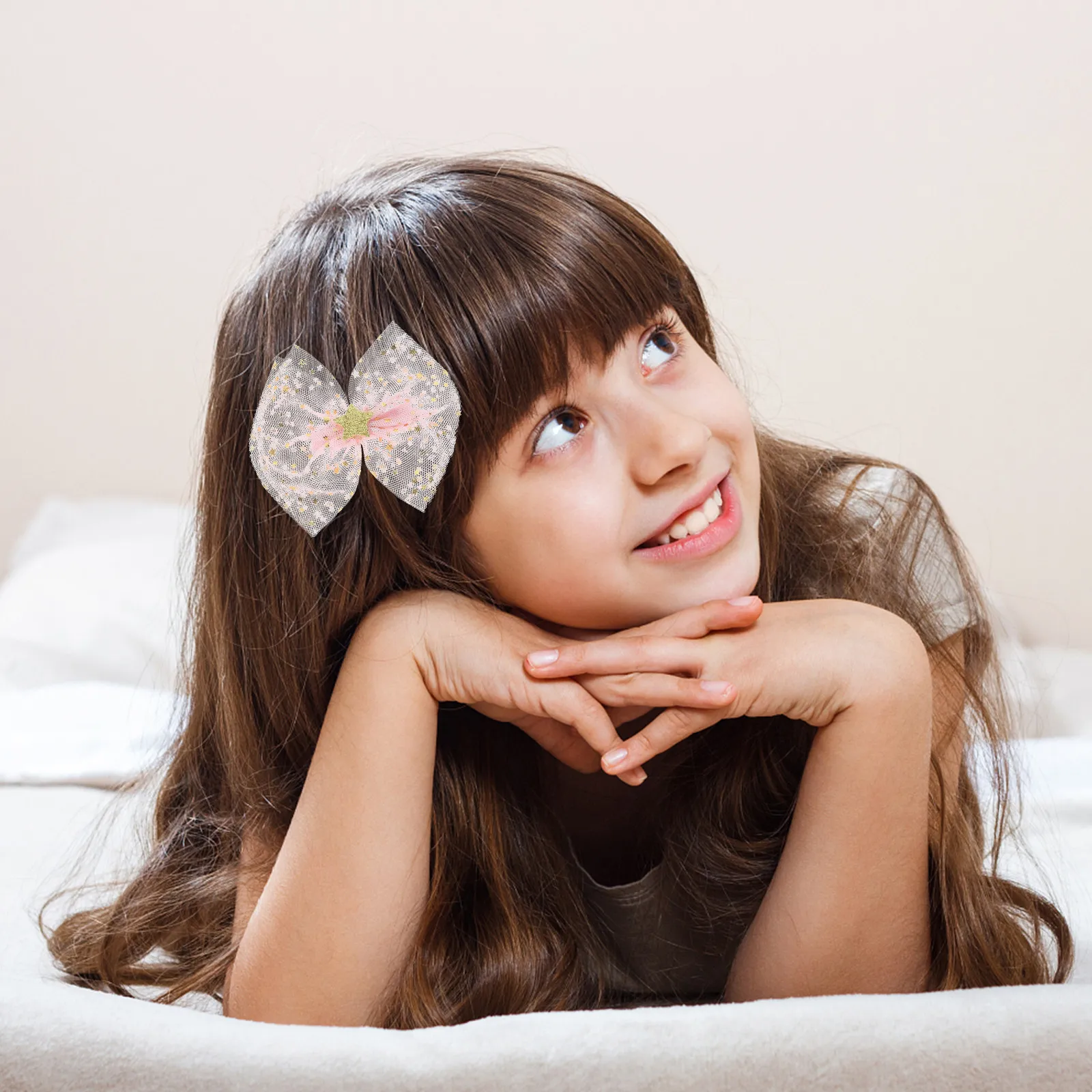 

Набор из 4 заколок для волос для девочек: тканевые банты, универсальные, розовые, золотые, темно-синие, для различных случаев, церемоний, дней рождения