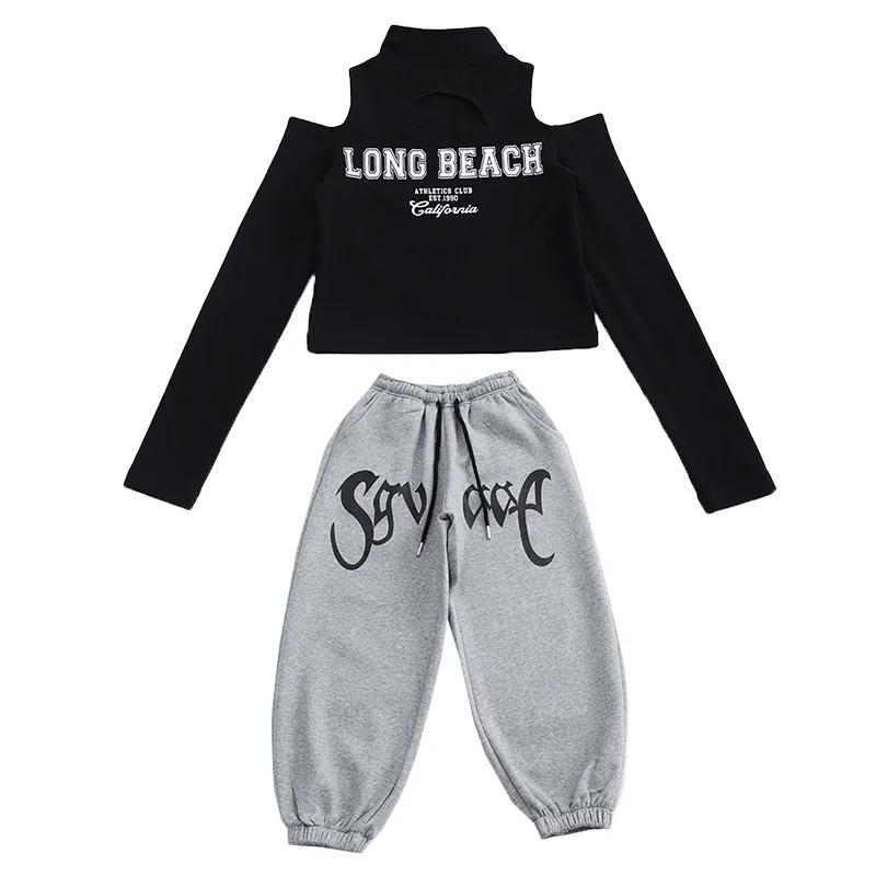 تي شيرت مطبوع عليه حروف سروال مربوط بالكاحل 5 7 9 12 14 15 سنة 2025 ملابس المراهقات للربيع والصيف والفتيات ملابس Midriff بدلة الشارع المحاصيل #6