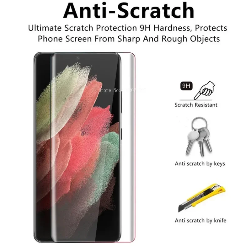 3PCS UV Full Glue Tempered Glass Screen Protector For Samsung S20 FE Note 8 9 10 20 S21 S10 5G S8 S9 Plus Galaxy S22 S23 Ultra
