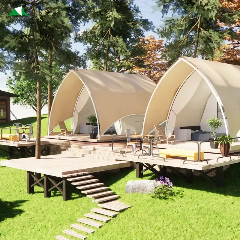 Outdoor Camping Waterproof Canvas Glamping Safari Resort Sailing Shape Hotel Tent