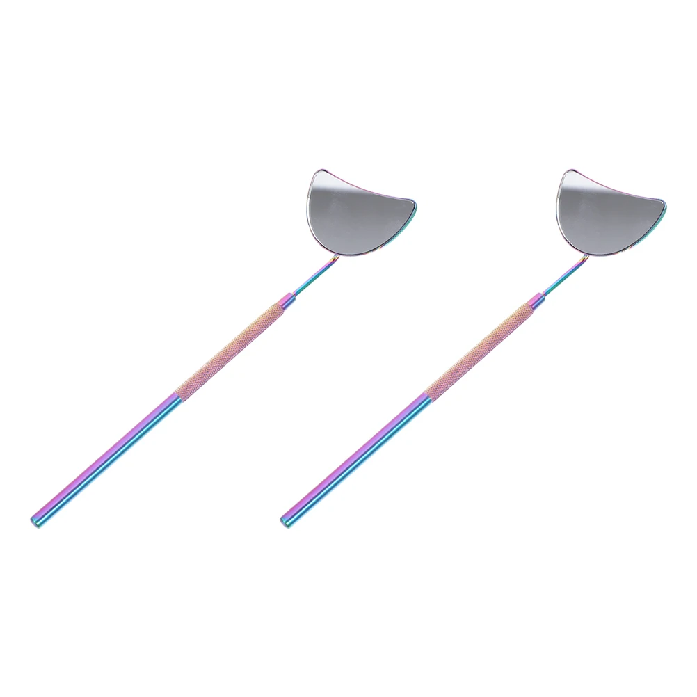 2개입 스테인리스 스틸 속눈썹 거울 컴팩트 문 디자인 속눈썹 검사 도구 전문가용 살롱 연장 키트 액세서리