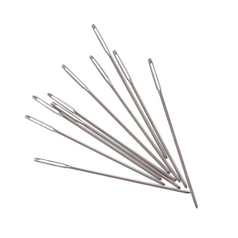 10Pcs Metal Knitters Wool Large Eye Needles Bodkin for Threading Darning Hand Sewing Tapestry Embroidery Home Crafts DIY Tools