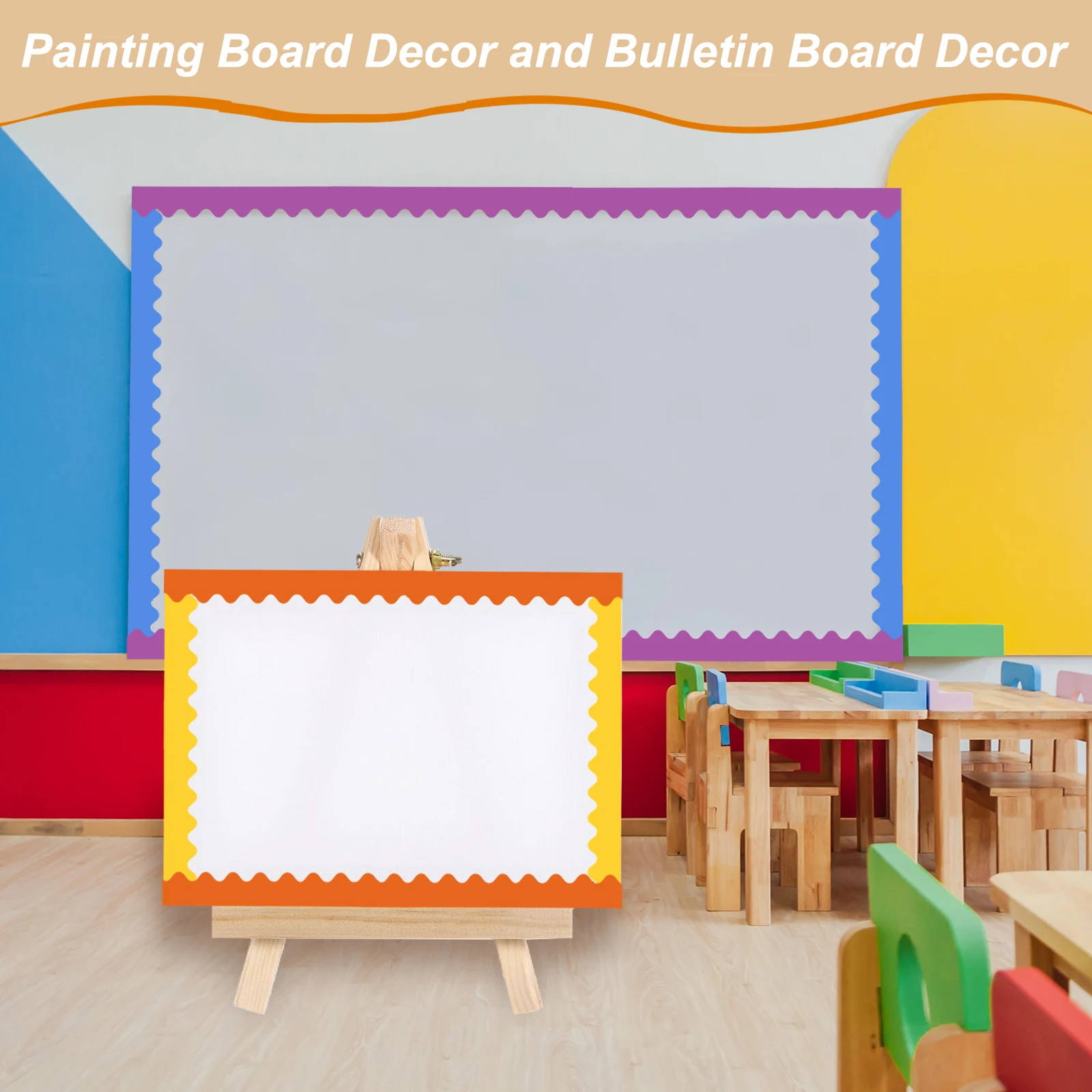 Colorido Board Border Blackboard Paper, Bordas recortadas, Trim Decor para sala de aula, Quadro Cartaz, 8 rolos