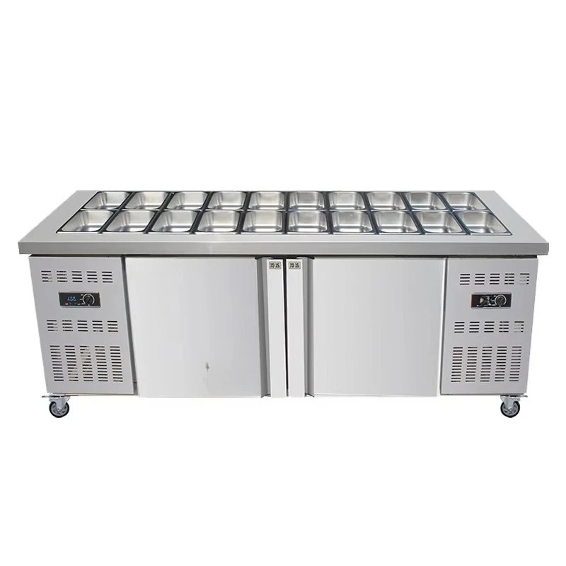 Three-Door Stainless Steel Table Top Salad Chiller Electric Buffet Food Warmer