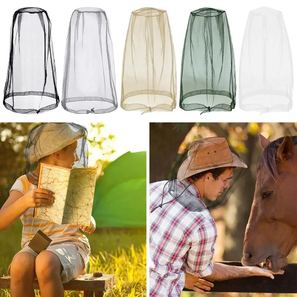 통기성 메쉬 모기 헤드 네트 가벼운 모자 네트 커버 야외 캠핑 낚시용 방충 모자