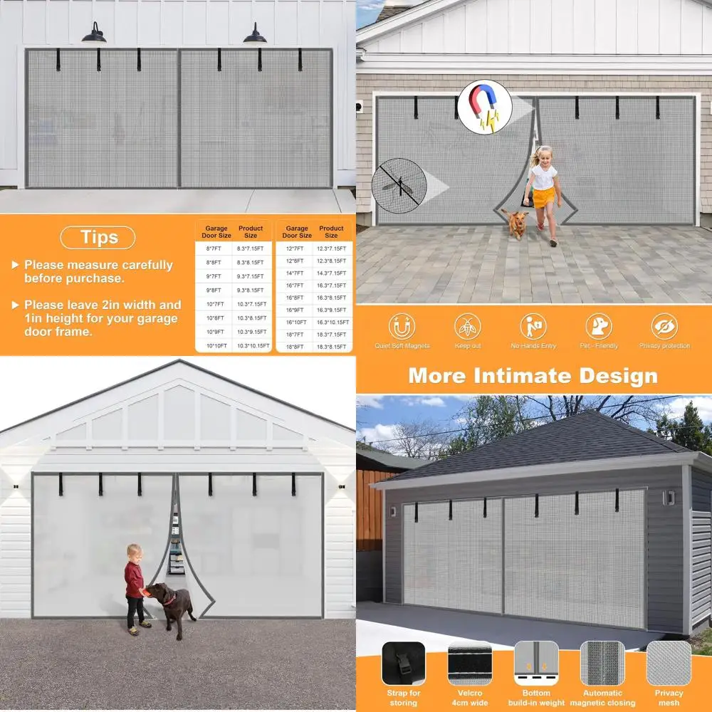 

Магнитный экран для конфиденциальности гаража на 1 автомобиль, 10x8 футов, сверхмощный, серебристо-серый, громкая связь