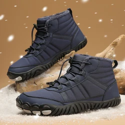 2024 Zimowe buty męskie Snow Barefoot Casual Shoes Outdoor Work Shoes Ladies Warm Fur Men Ankle Shoes Męskie buty śnieżne Duży rozmiar