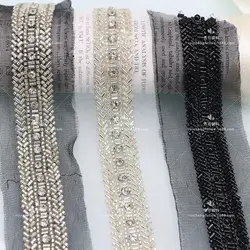 Embroidered Lace Trim Handmade Beaded Diamond-inlaid Accessories Women's Clothing DIY Clothing Front Collar Edge Decoration