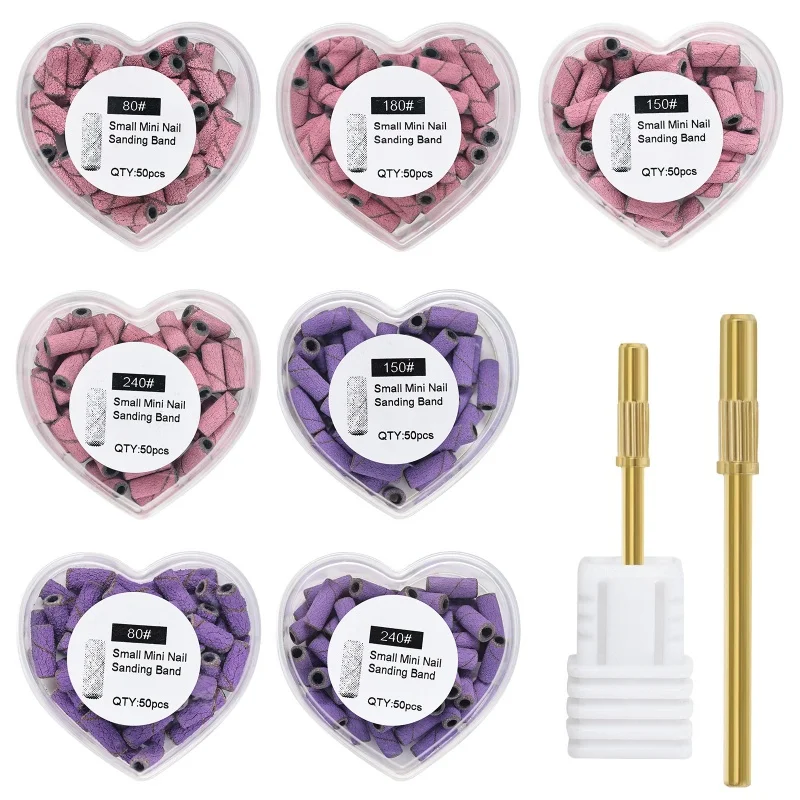Bandes de ponçage pour ongles, 50 pièces/boîte, forets à ongles, mandrin, accessoires de manucure électriques, outils de pédicure pour enlever le Gel des ongles