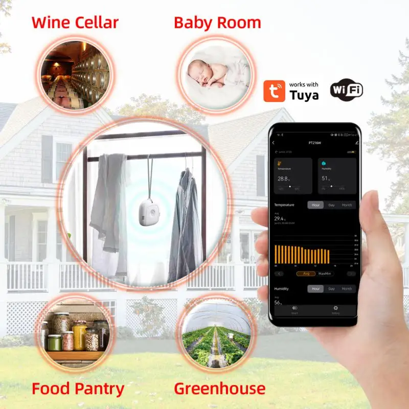 Tuya Wifi Temperatuur En Vochtigheid Sensor Type-C Herladen Binnen En Buiten Wifi Temperatuur Sensor Smart Home Assistent