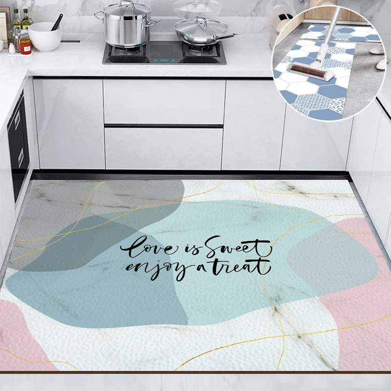 

Blue Triangles Anti-Slip PVC Vinyl Rug Durable Waterproof Indoor Floor Mat - Hypoallergenic Unique Design Washable Carpet