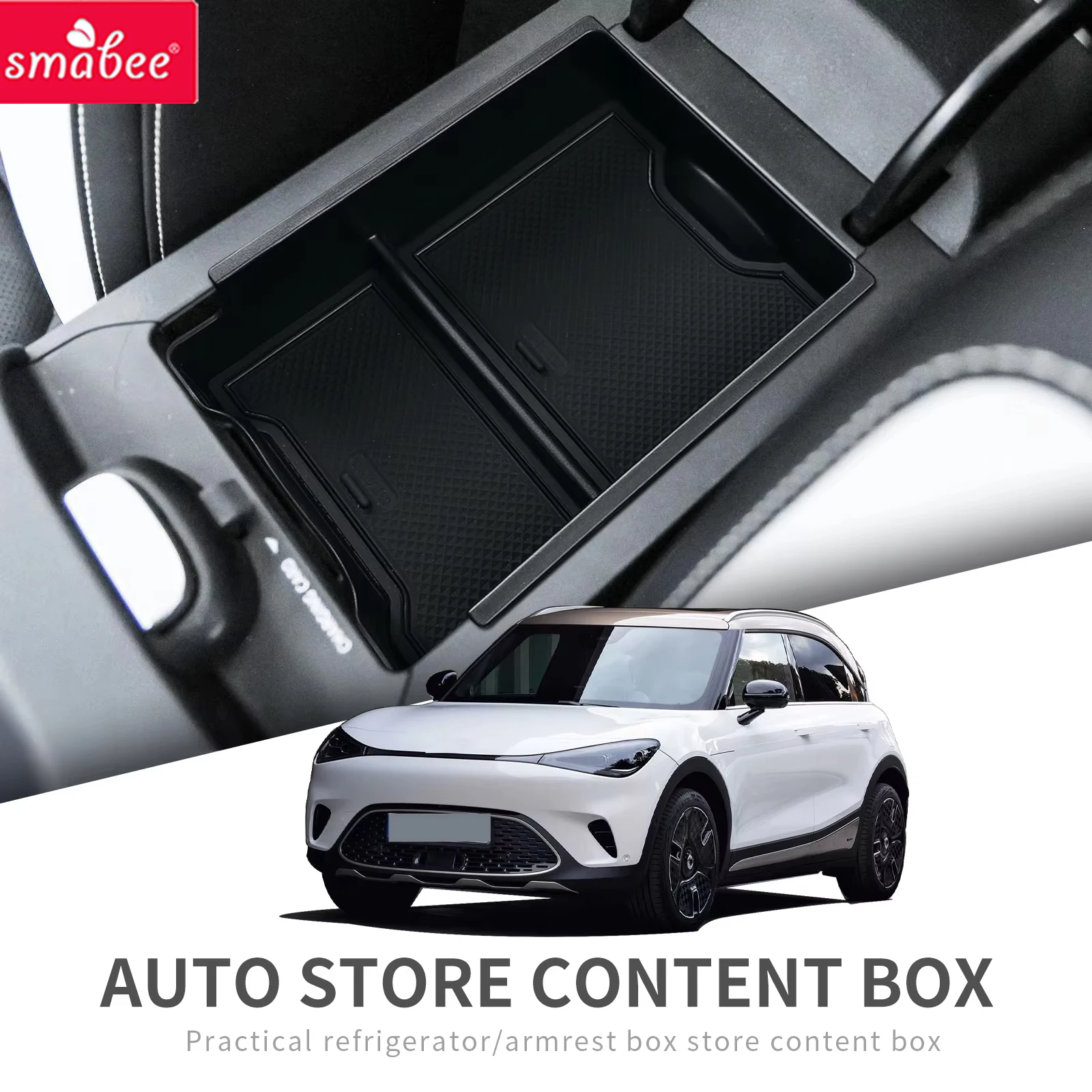 Smabee para Smart # 1 Smart # Organizador de Console Central para Carro 2022: Bandeja de Armazenamento e Acessórios Internos para Organização Central