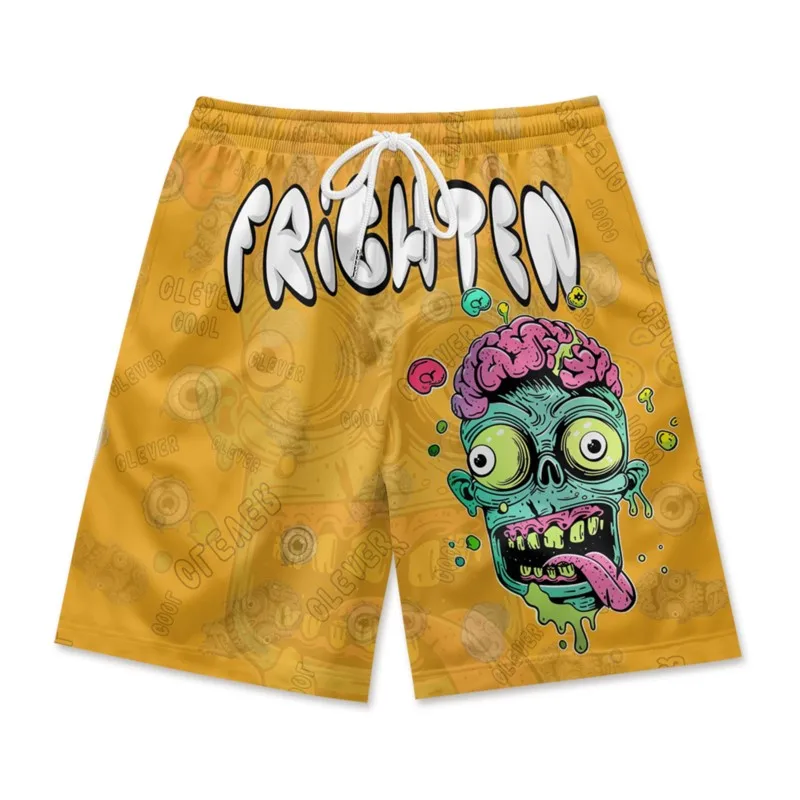 Frighten Face Print Men's Waist Shorts Quick Dry Breathable Polyester Shorts Daily Streetwear Vacation Shorts Clothing Bottoms