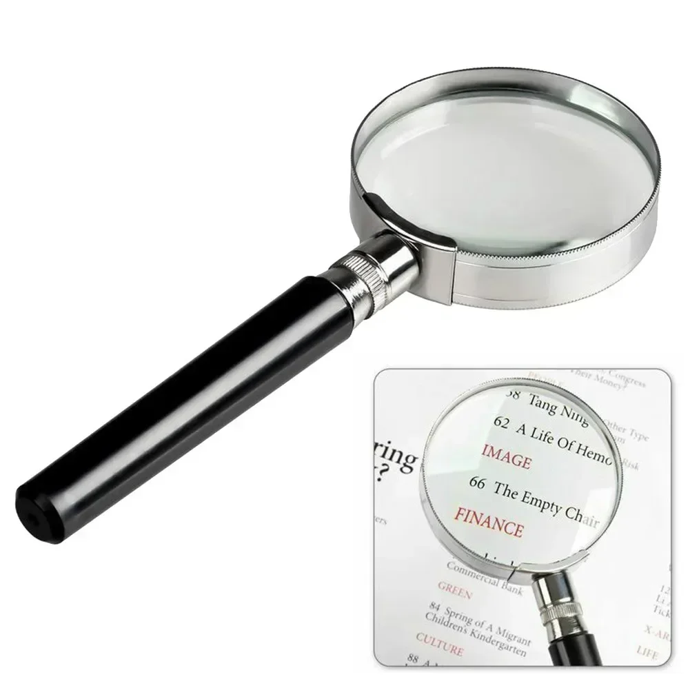 Portable 5X Handheld Magnifying Glass, Retro Handle Magnifier Eye Loupe Glass With Metal Handle High Magnification For Reading