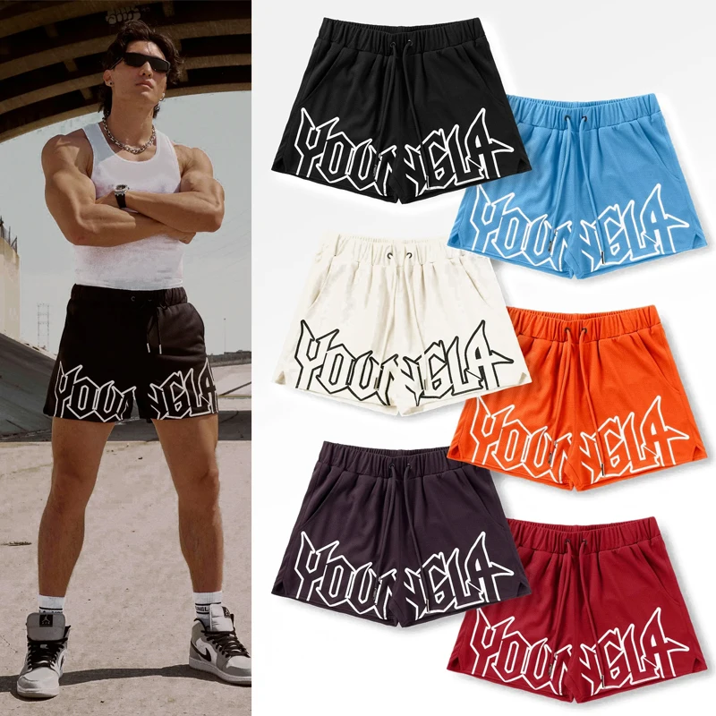 YOUNGLA-pantalones cortos deportivos para hombre, Shorts de estilo americano para correr al aire libre, entrenamiento de baloncesto y playa